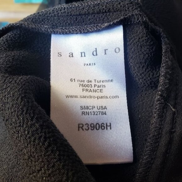 SANDRO Paris V Neck Black Mini Dress with Ruffle Hem - Picture 11 of 12